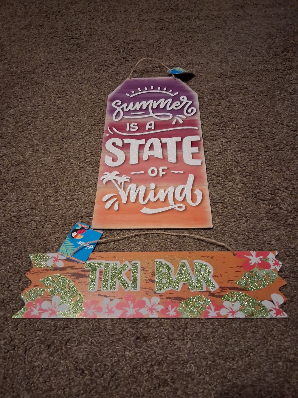 "Summer Is A State Of Mind" & "TIKI BAR" Glittery Wall Signs